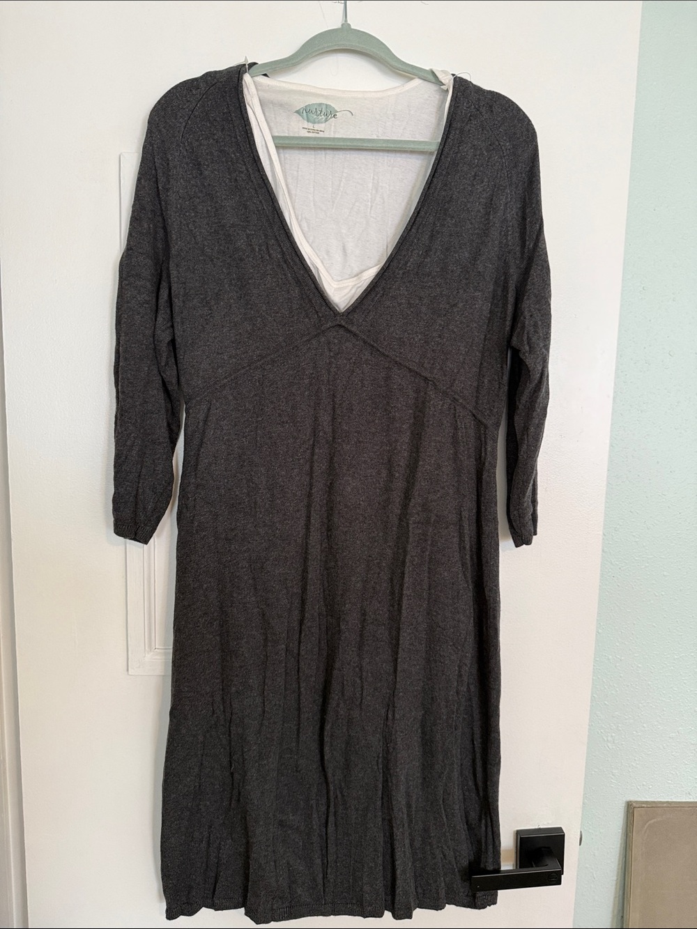 Nurture Charcoal V-Neck Long Sleeve Dress sz L
